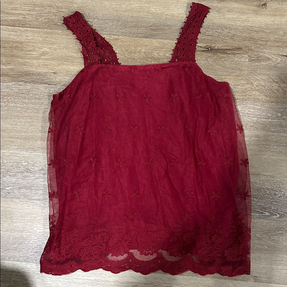 Red Lace Sleeveless Top